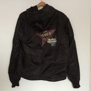 Harley-Davidson Womens Reversible Hooded Jacket Large Black Nylon Full Zip 2006